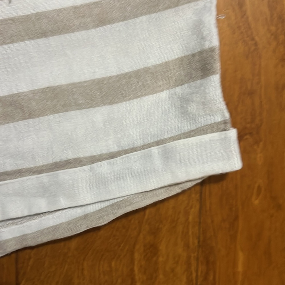 Old Navy Linen Blend High Waist Striped Shorts L Tan Cream Boho Coastal Beach - Picture 5 of 12